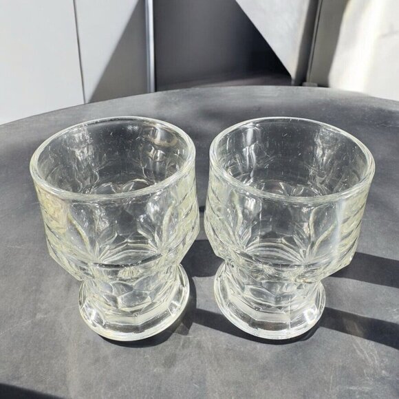 1960s Viking Glass Georgian Honeycomb Tumbler Clear Glasses Set 2 Vintage Glass - Picture 1 of 10